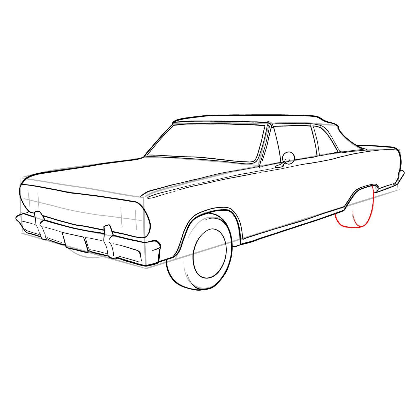 How to draw 1964 Chevrolet Malibu - step 26