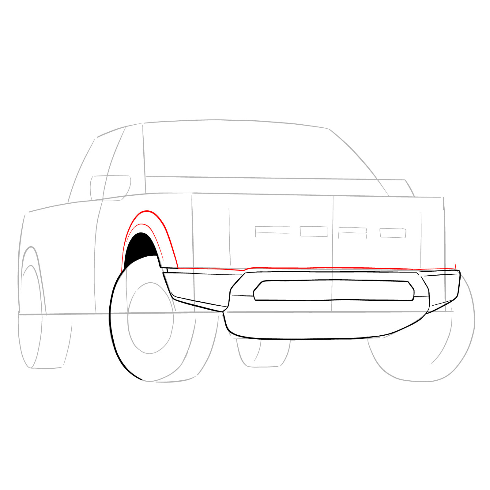 How to draw a 2023 Ford F-Series F-150 Raptor - step 08