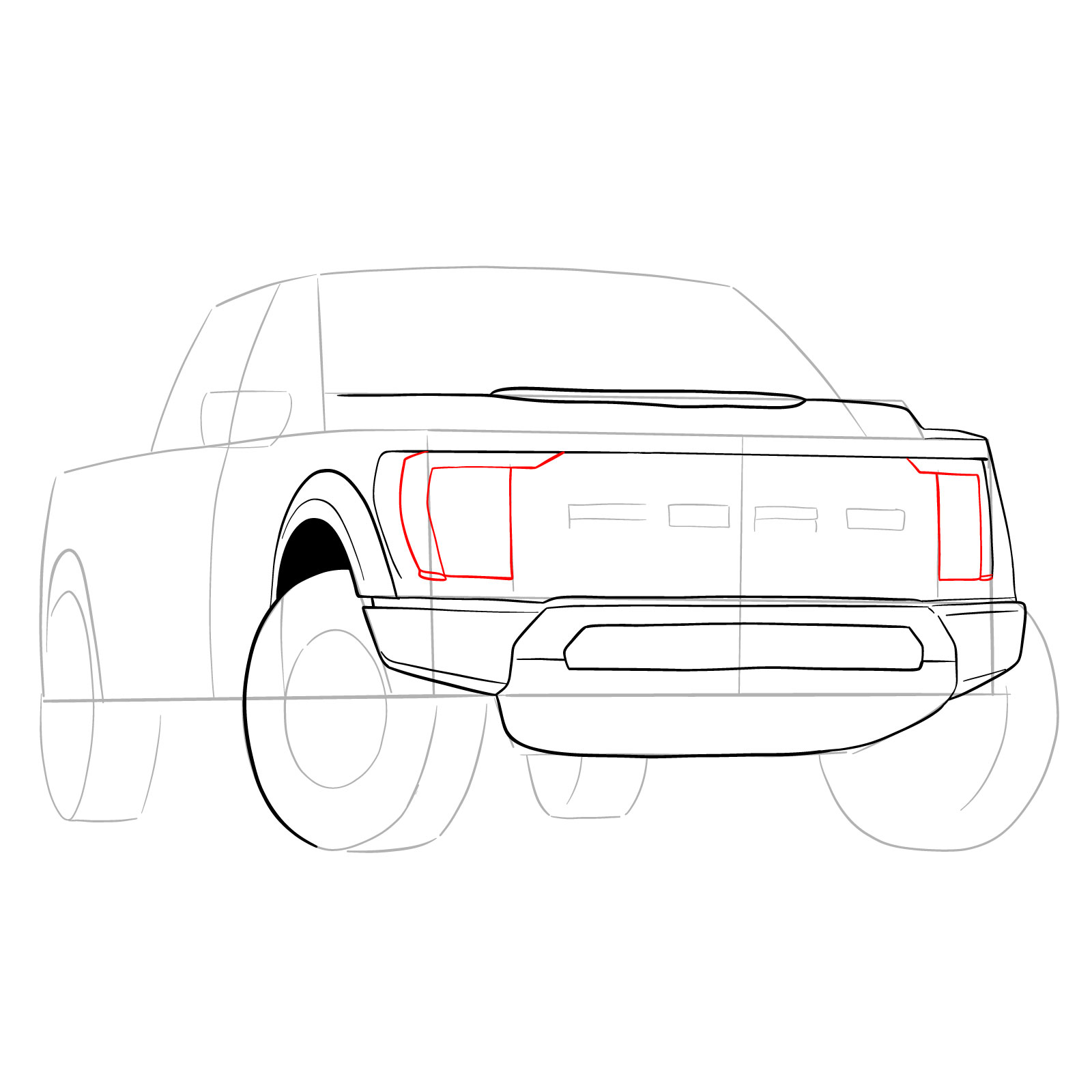 How to draw a 2023 Ford F-Series F-150 Raptor - step 12