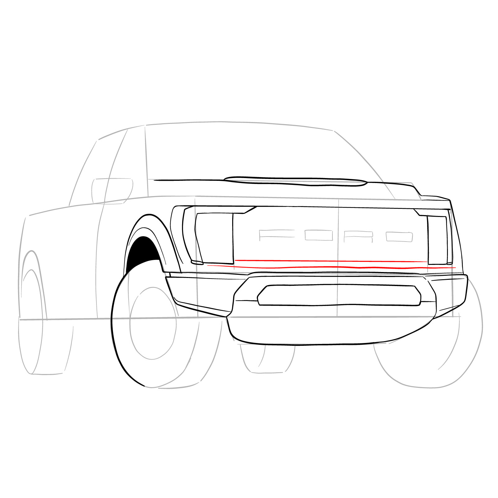 How to draw a 2023 Ford F-Series F-150 Raptor - step 13