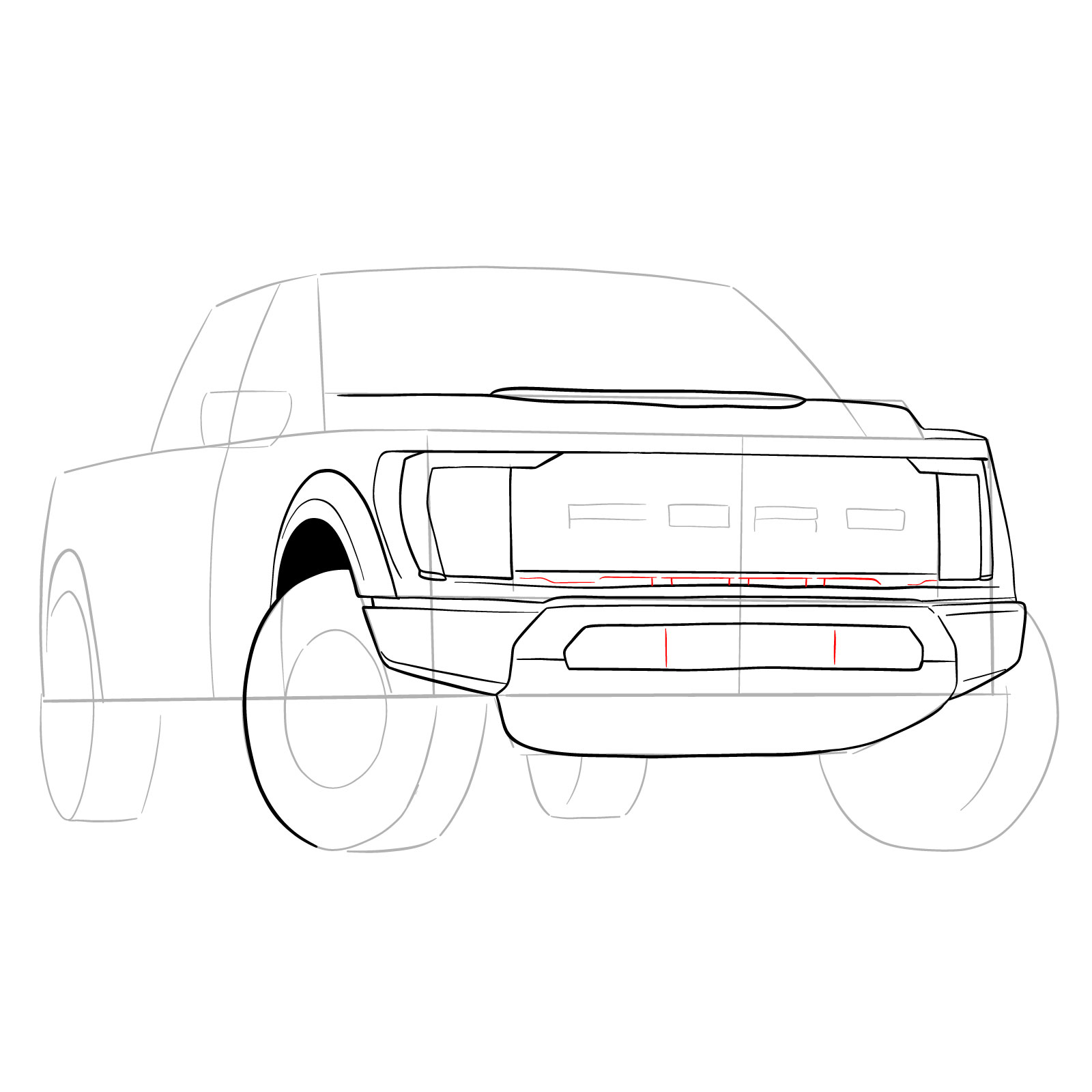 How to draw a 2023 Ford F-Series F-150 Raptor - step 14