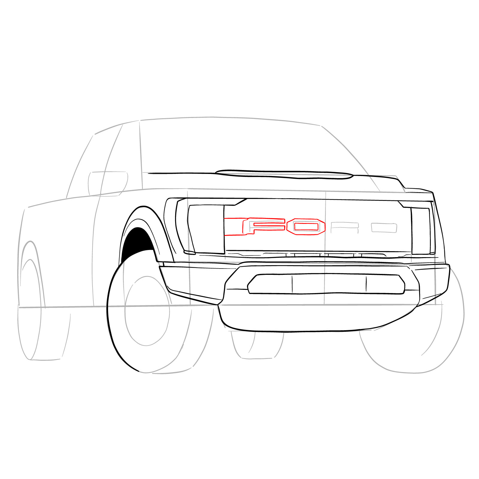 How to draw a 2023 Ford F-Series F-150 Raptor - step 15