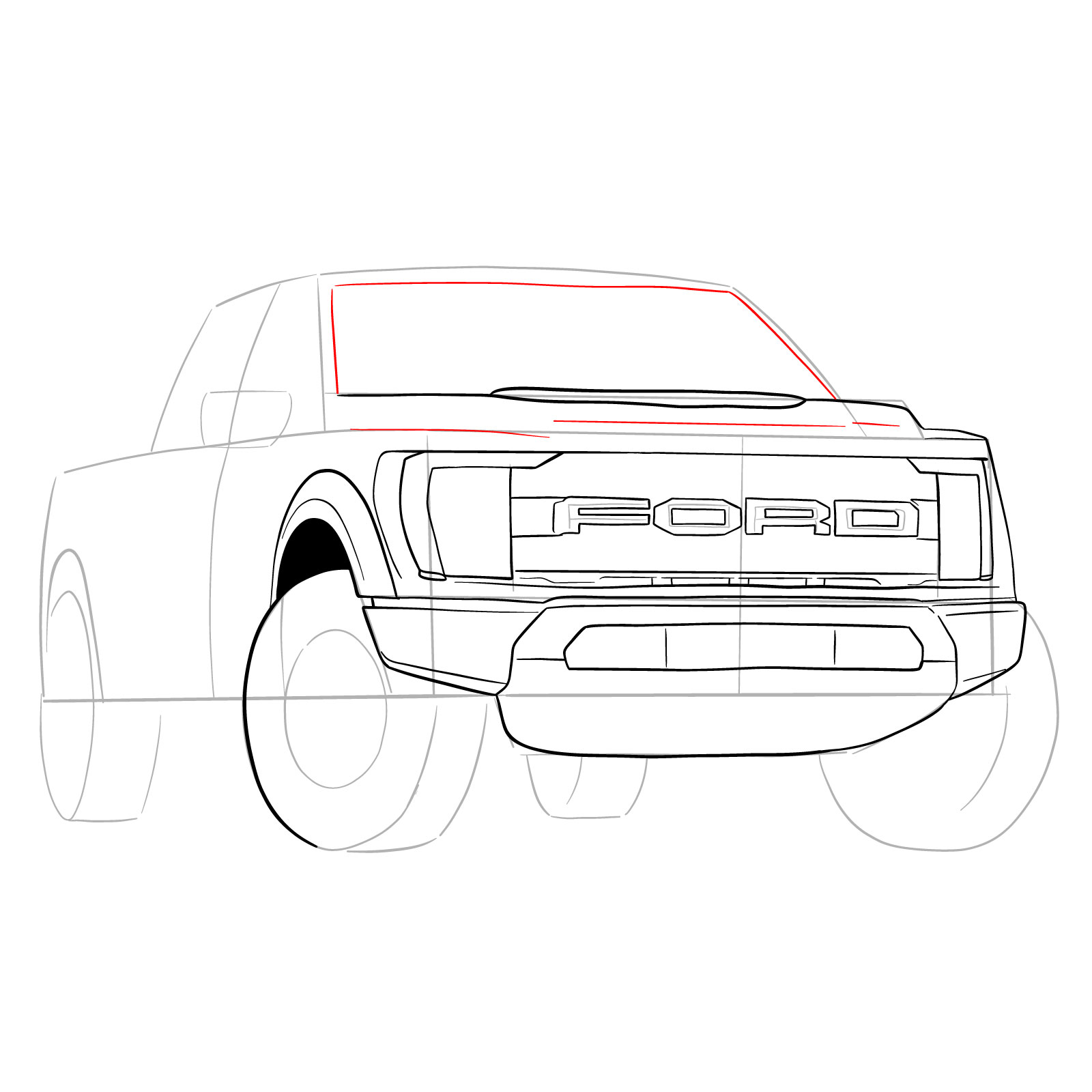 How to draw a 2023 Ford F-Series F-150 Raptor - step 17