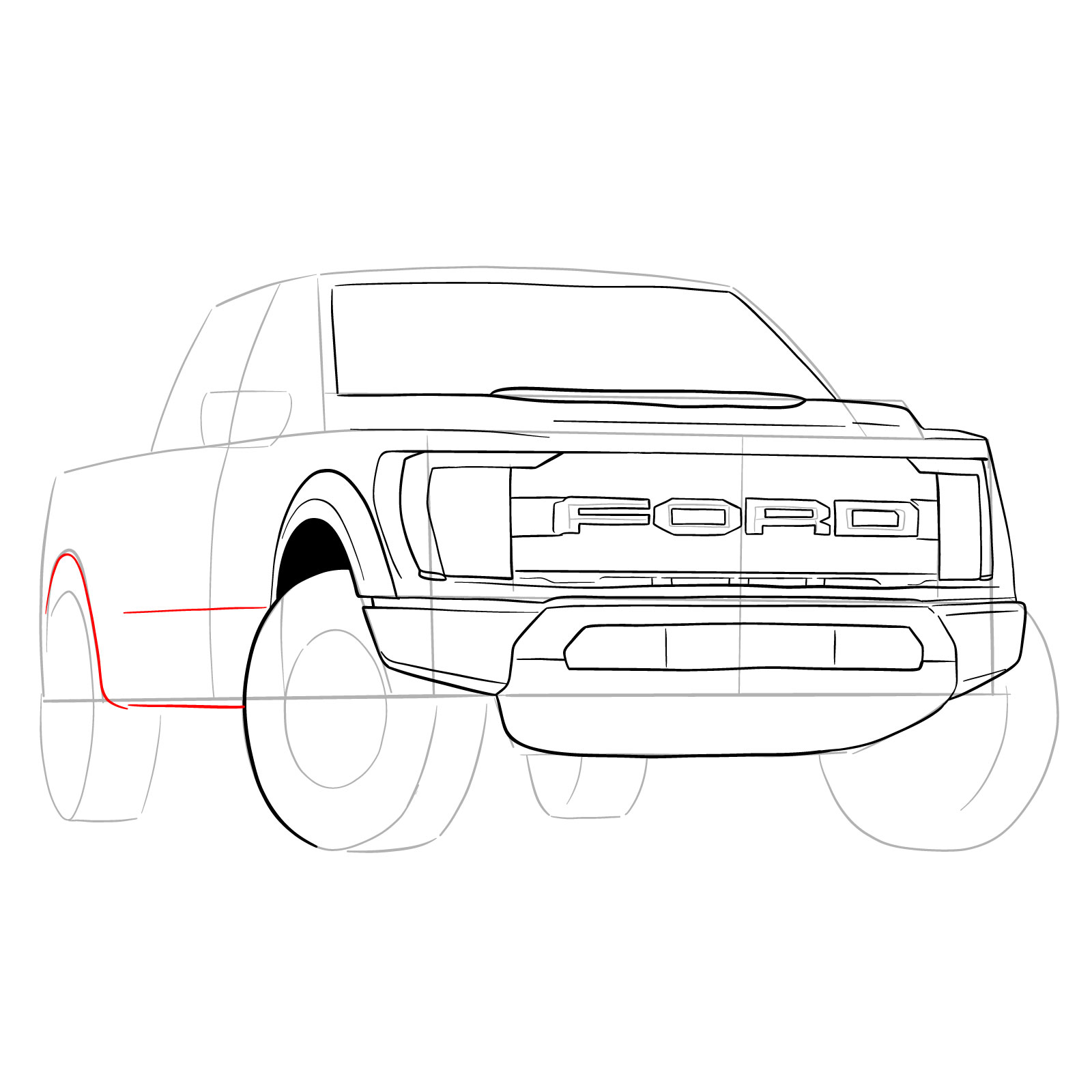 How to draw a 2023 Ford F-Series F-150 Raptor - step 18