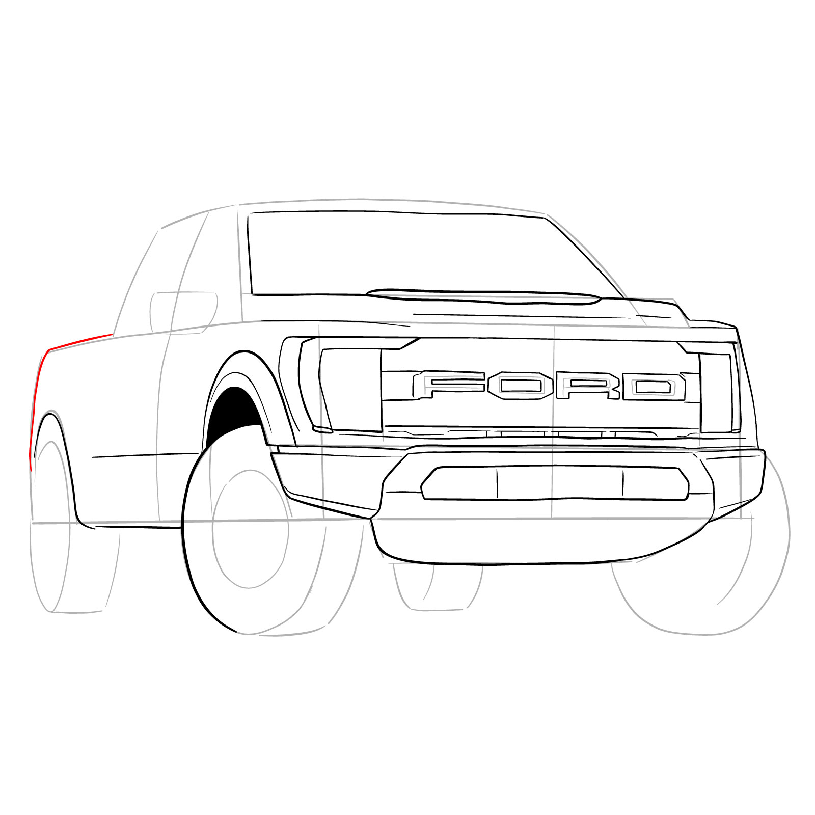 How to draw a 2023 Ford F-Series F-150 Raptor - step 19