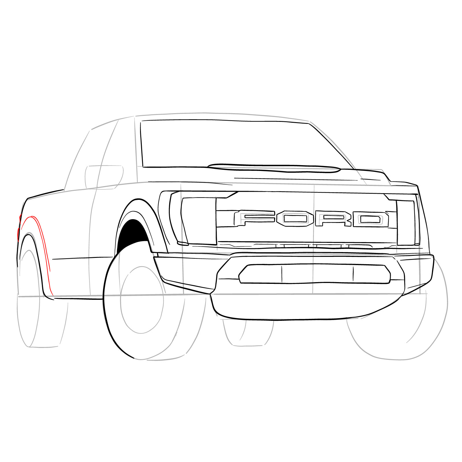 How to draw a 2023 Ford F-Series F-150 Raptor - step 20
