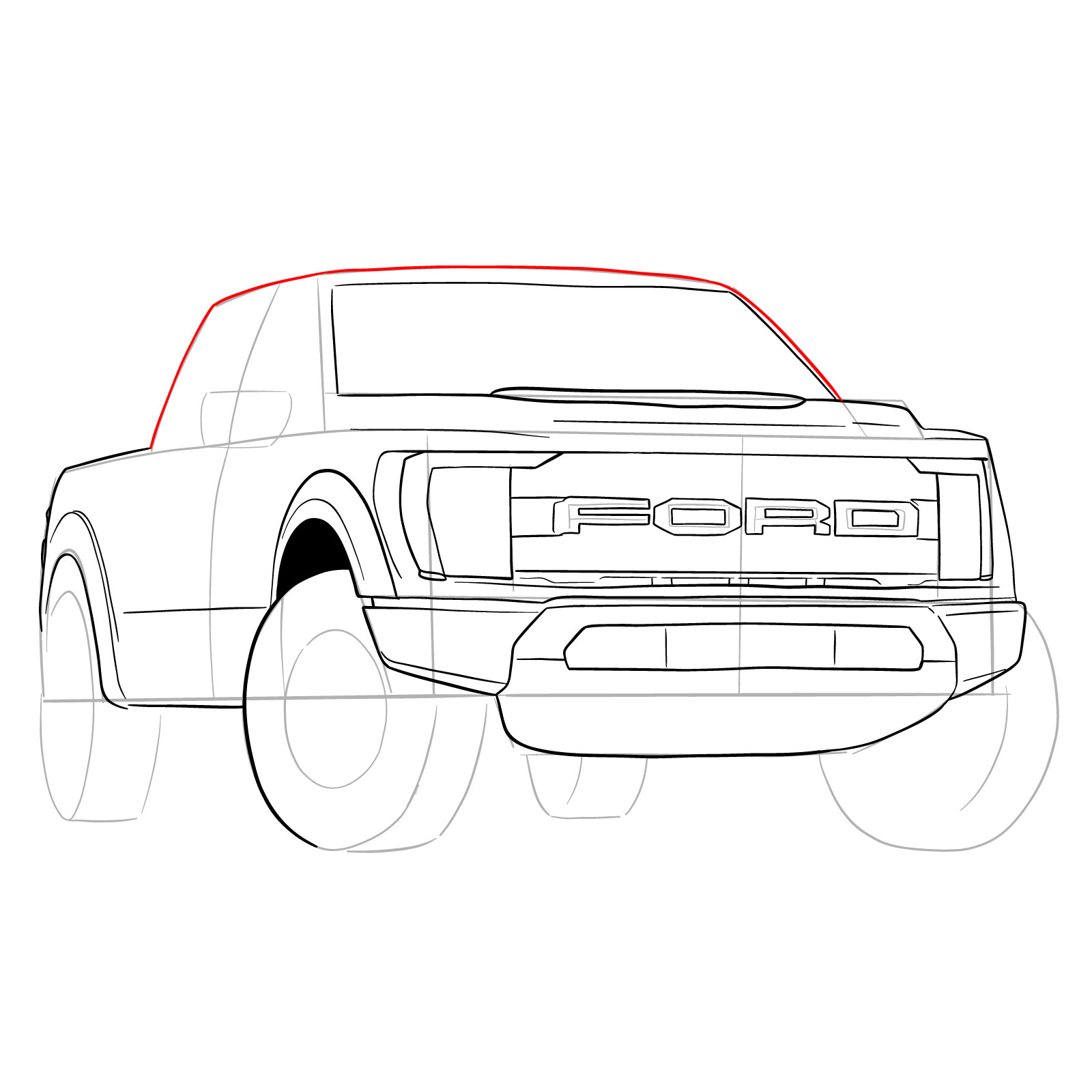 How to draw a 2023 Ford F-Series F-150 Raptor - step 21