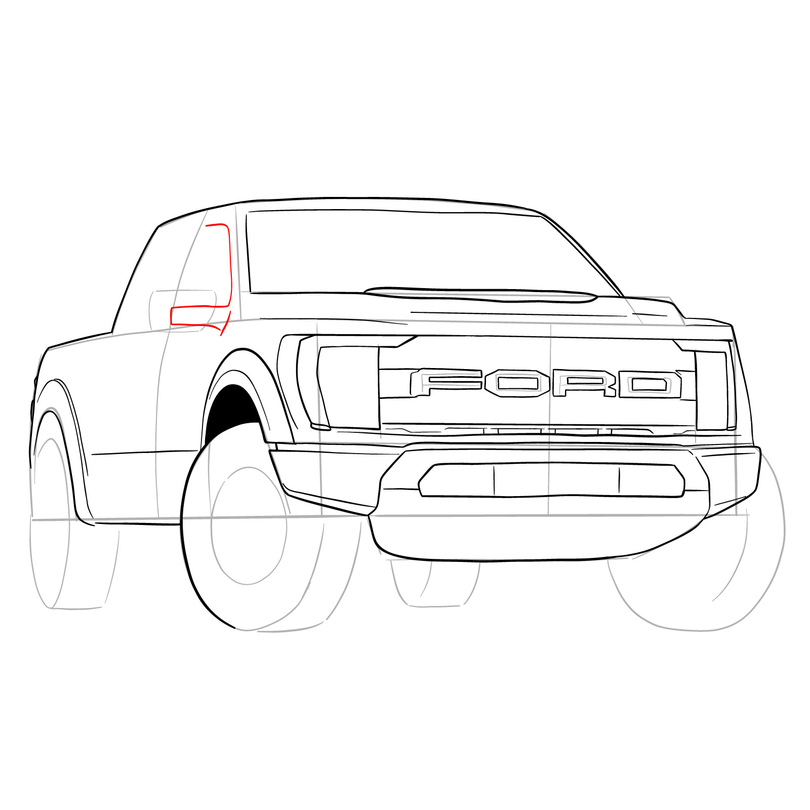 How to draw a 2023 Ford F-Series F-150 Raptor - step 22