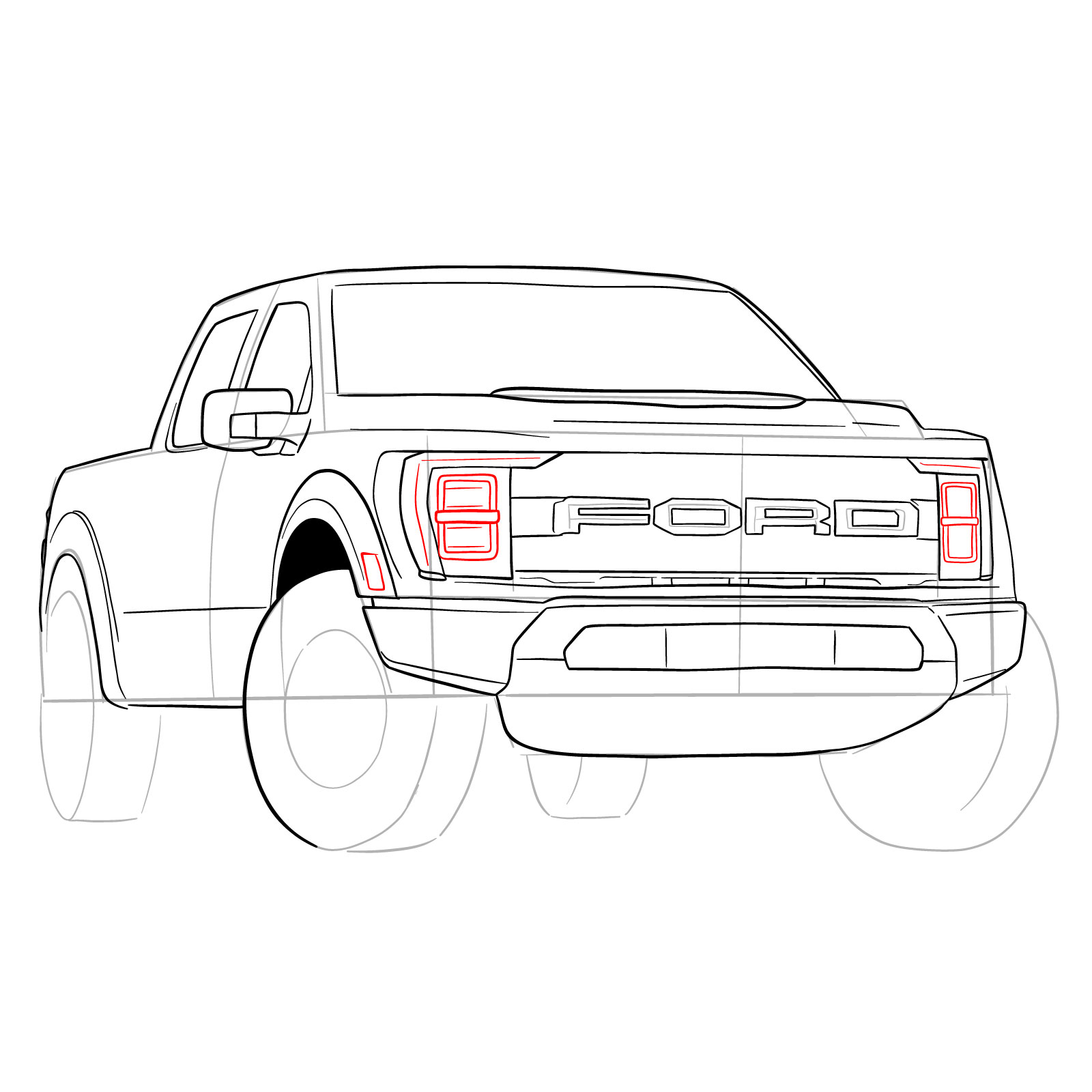 How to draw a 2023 Ford F-Series F-150 Raptor - step 25