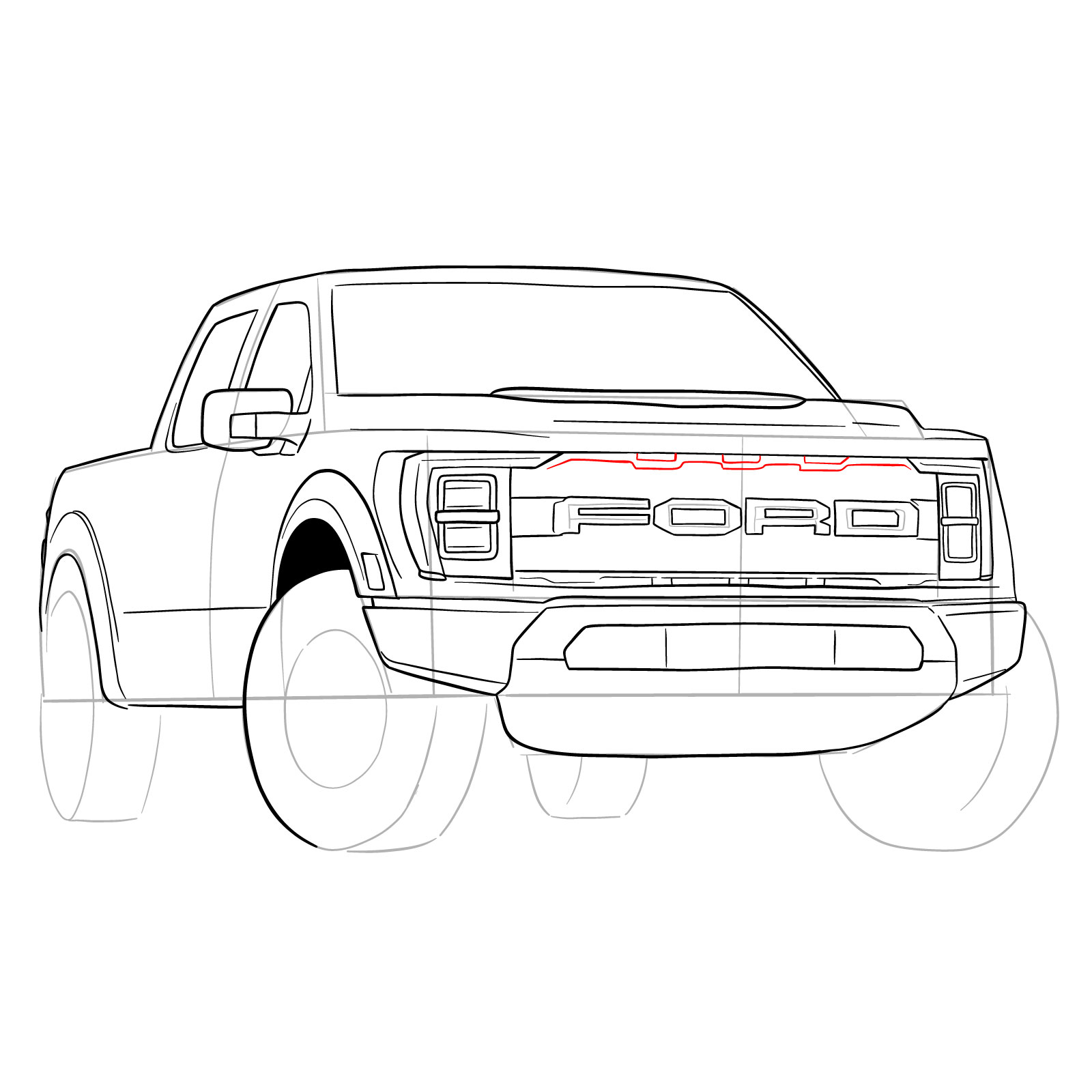 How to draw a 2023 Ford F-Series F-150 Raptor - step 26