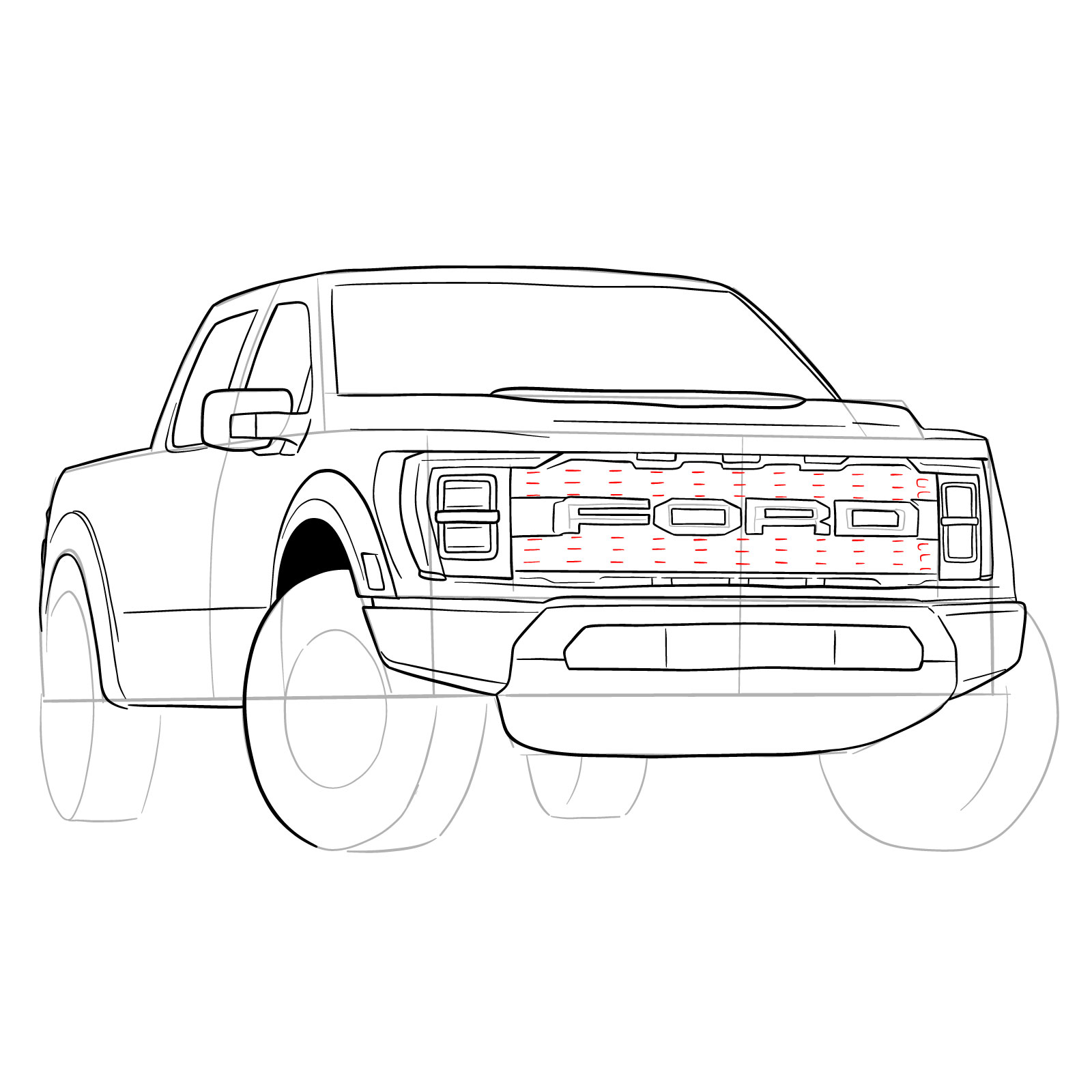 How to draw a 2023 Ford F-Series F-150 Raptor - step 27