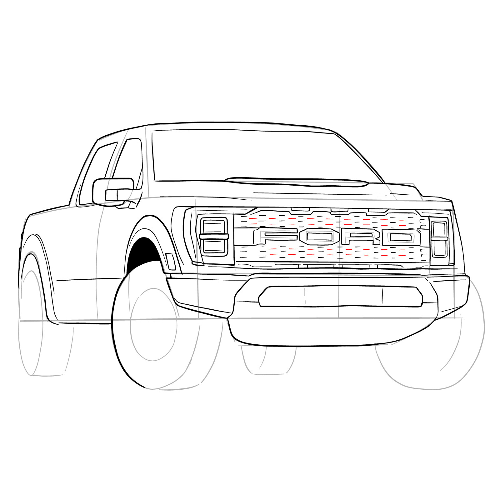 How to draw a 2023 Ford F-Series F-150 Raptor - step 28