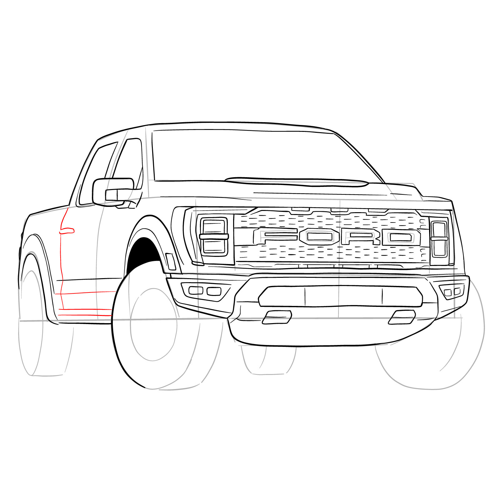 How to draw a 2023 Ford F-Series F-150 Raptor - step 30
