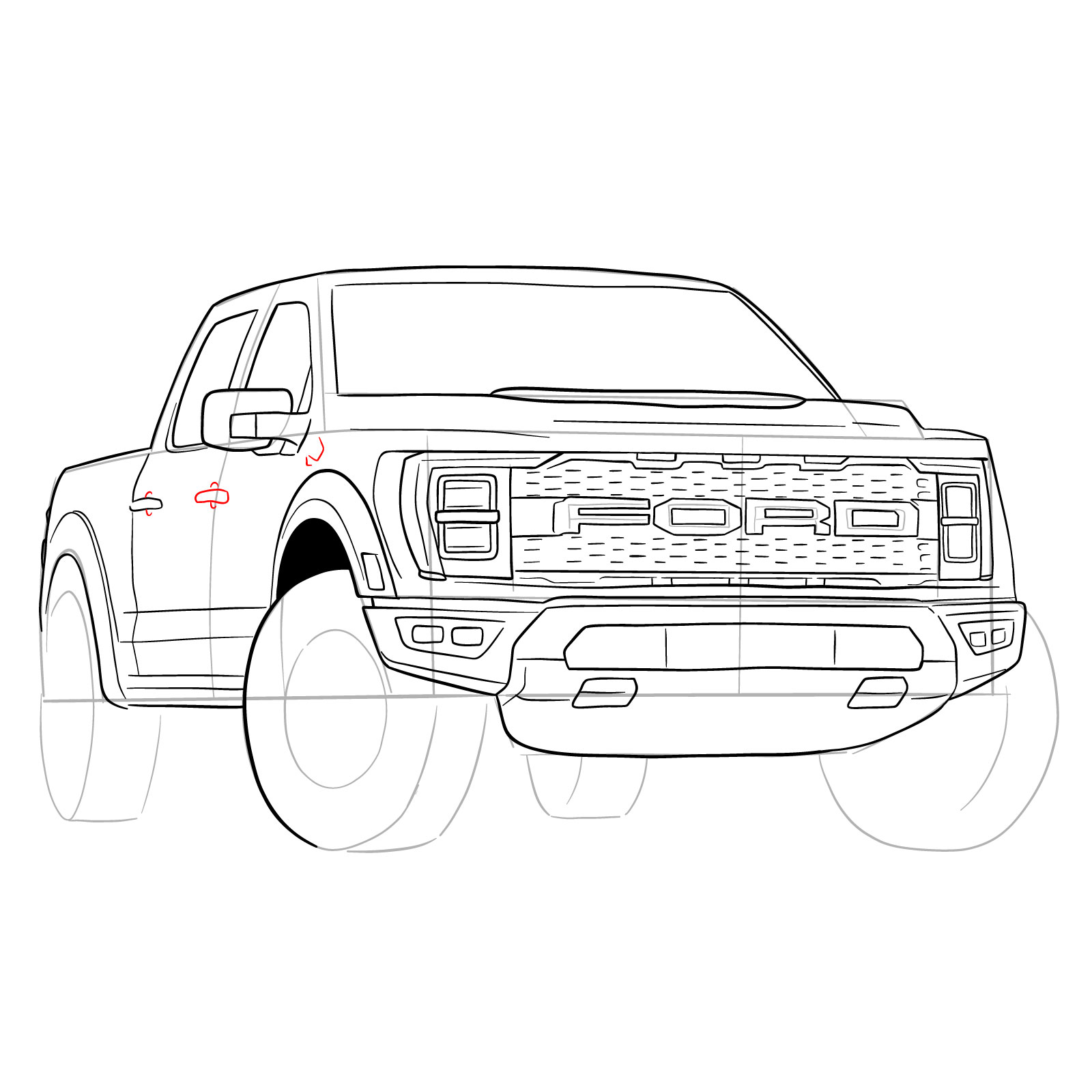 How to draw a 2023 Ford F-Series F-150 Raptor - step 31