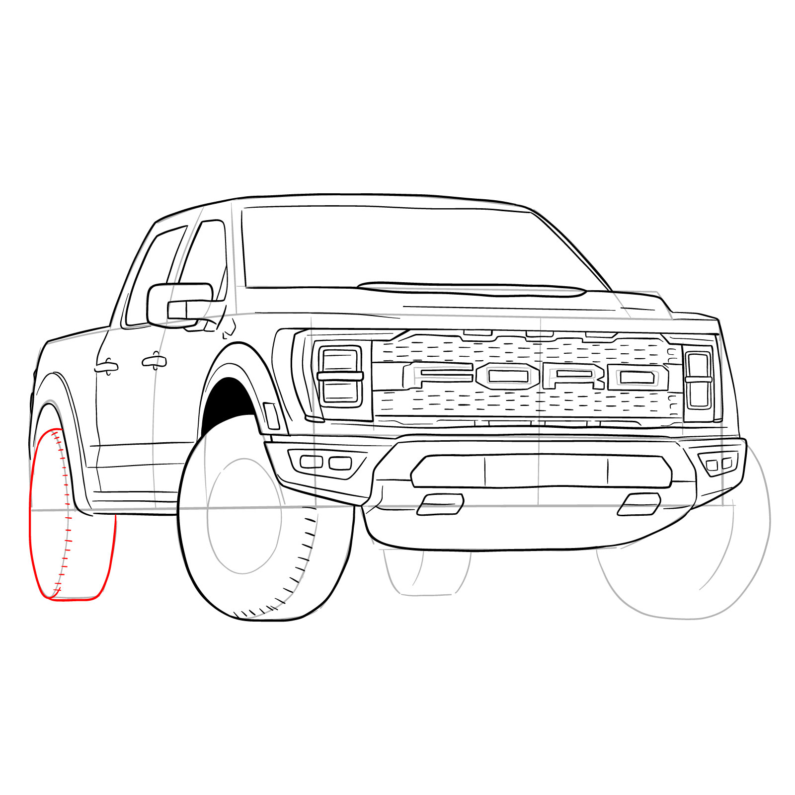 How to draw a 2023 Ford F-Series F-150 Raptor - step 33