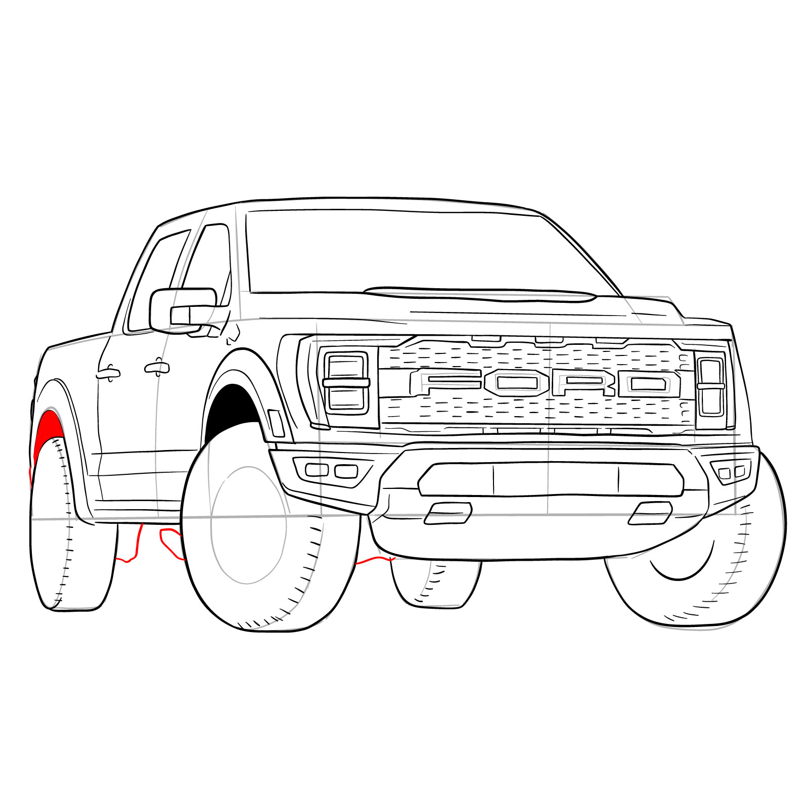 How to draw a 2023 Ford F-Series F-150 Raptor - step 35