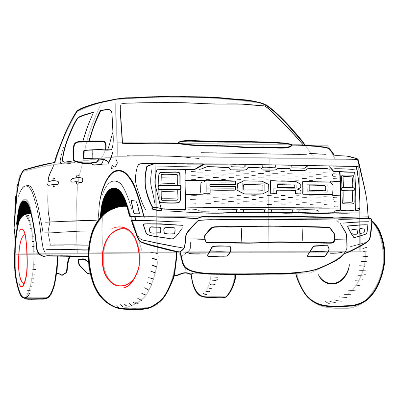 How to draw a 2023 Ford F-Series F-150 Raptor - step 36