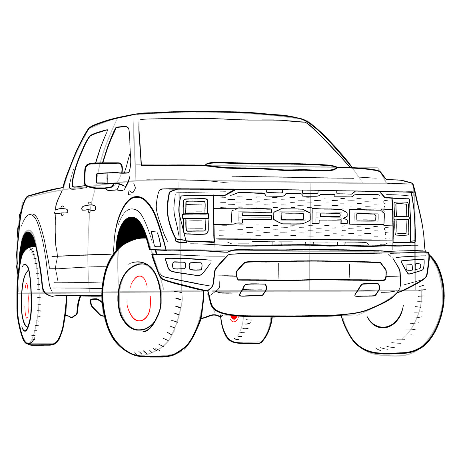 How to draw a 2023 Ford F-Series F-150 Raptor - SketchOk