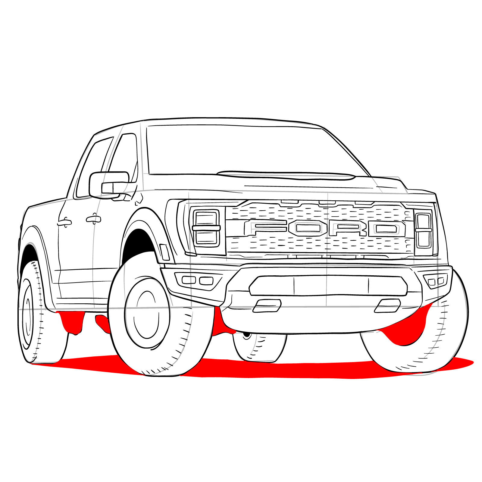 How to draw a 2023 Ford F-Series F-150 Raptor - step 38