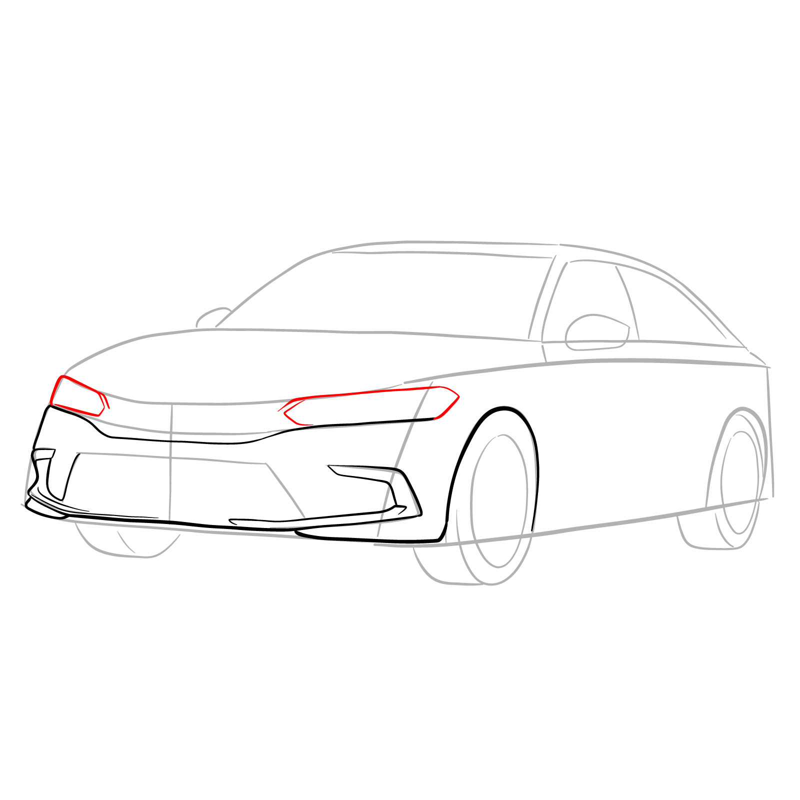 How to draw a 2022 Honda Civic - step 09
