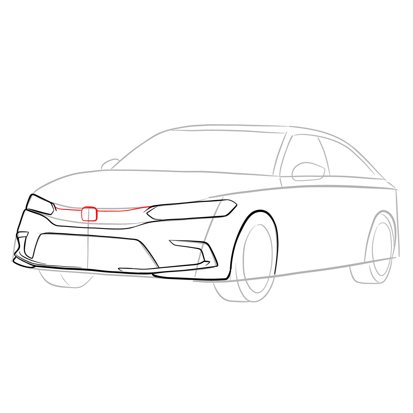 How to draw a 2022 Honda Civic - step 11