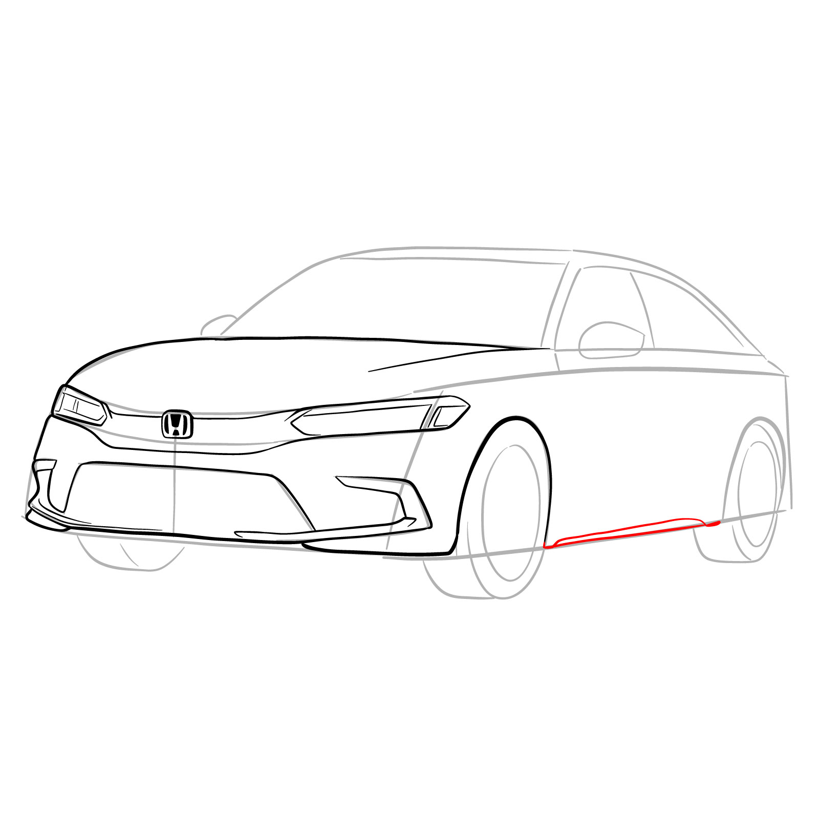 How to draw a 2022 Honda Civic - step 14