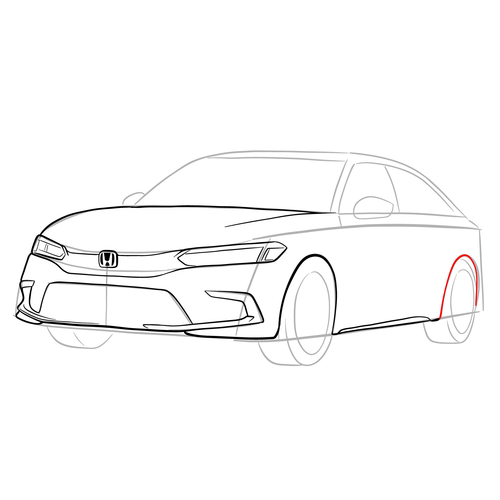 How to draw a 2022 Honda Civic - step 15