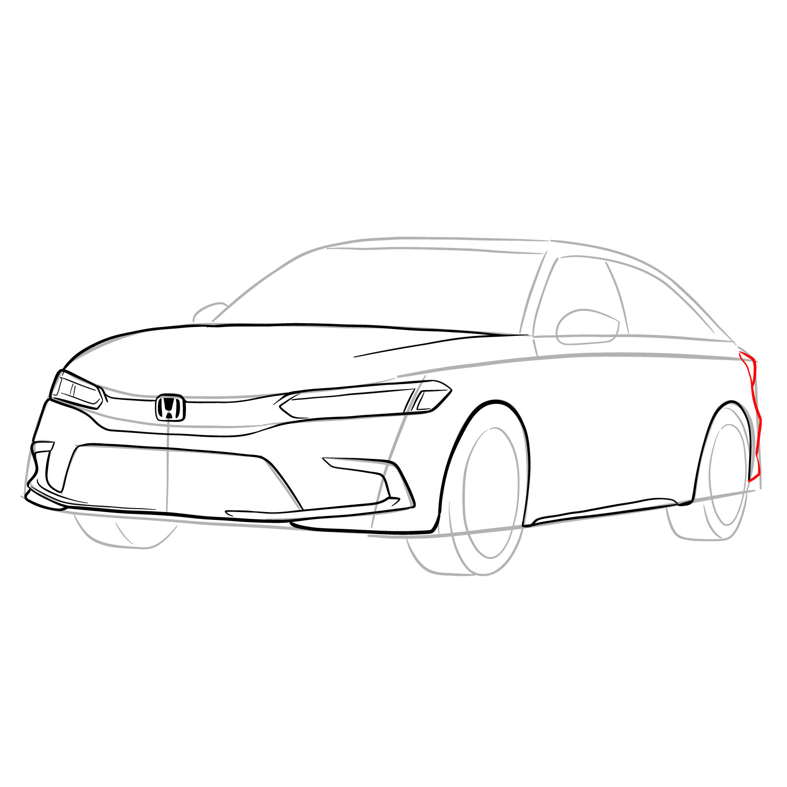 How to draw a 2022 Honda Civic - step 16