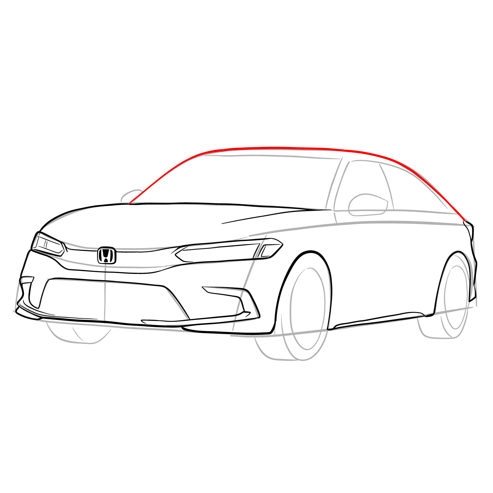 How to draw a 2022 Honda Civic - step 17