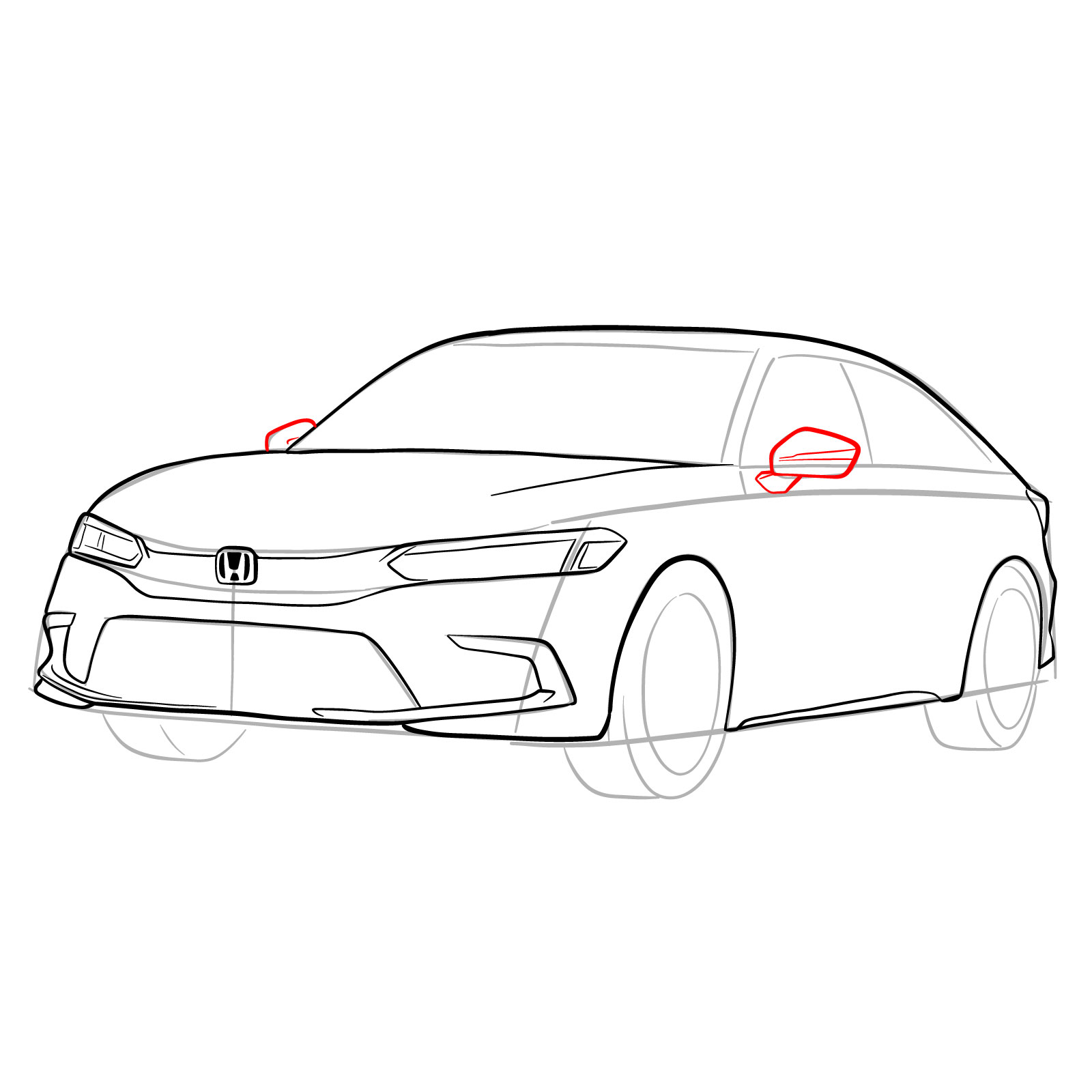 How to draw a 2022 Honda Civic - step 18