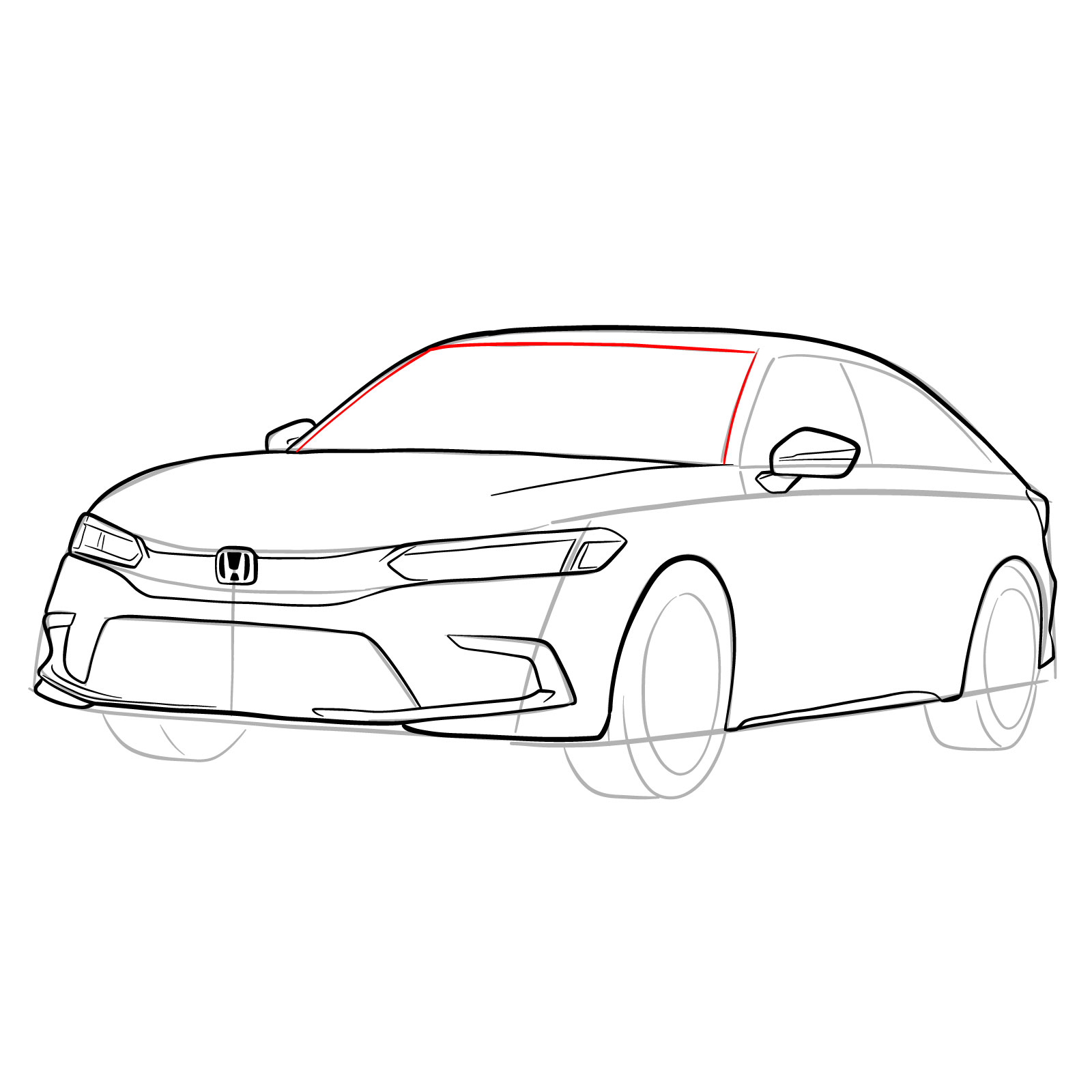 How to draw a 2022 Honda Civic - step 19