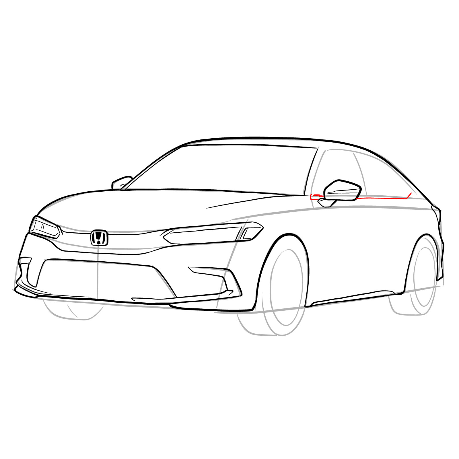 How to draw a 2022 Honda Civic - step 20