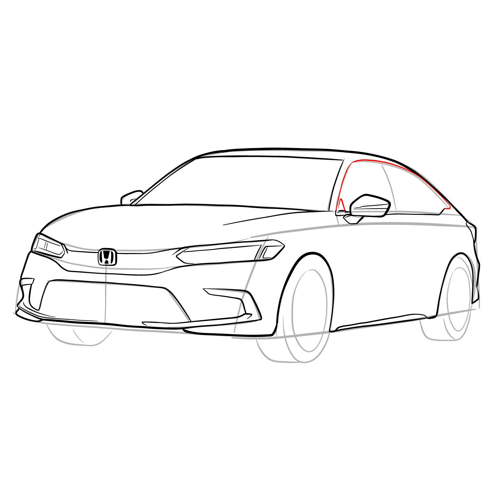 How to draw a 2022 Honda Civic - step 21