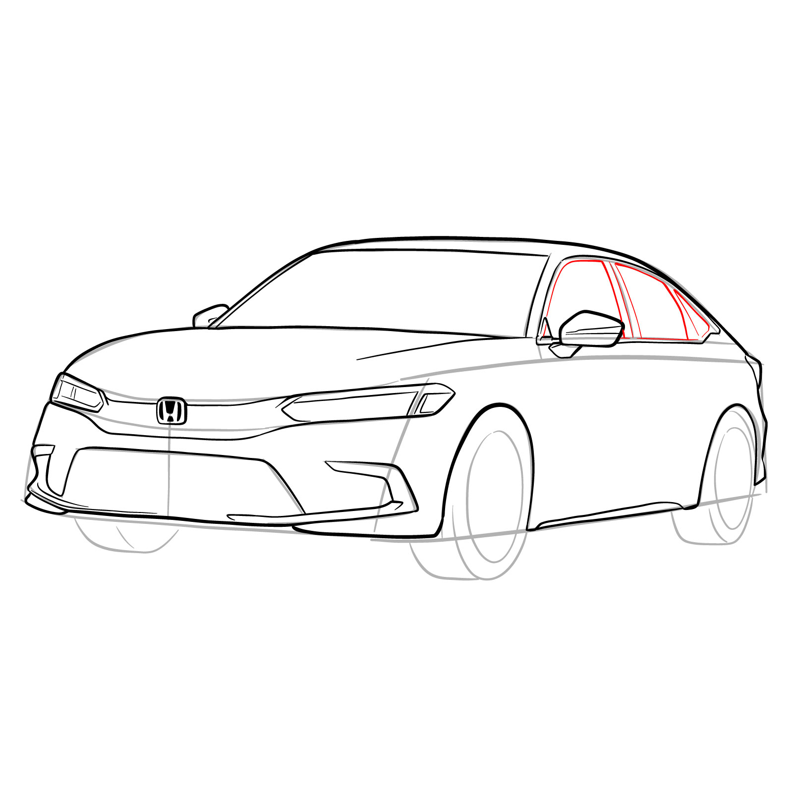 How to draw a 2022 Honda Civic - step 22