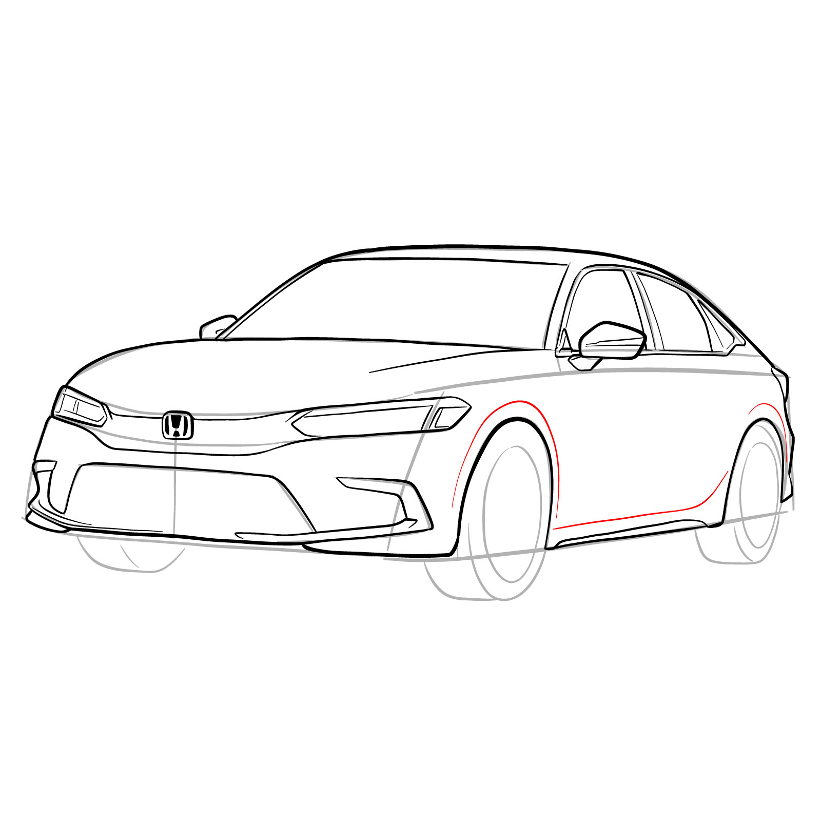 How to draw a 2022 Honda Civic - step 23