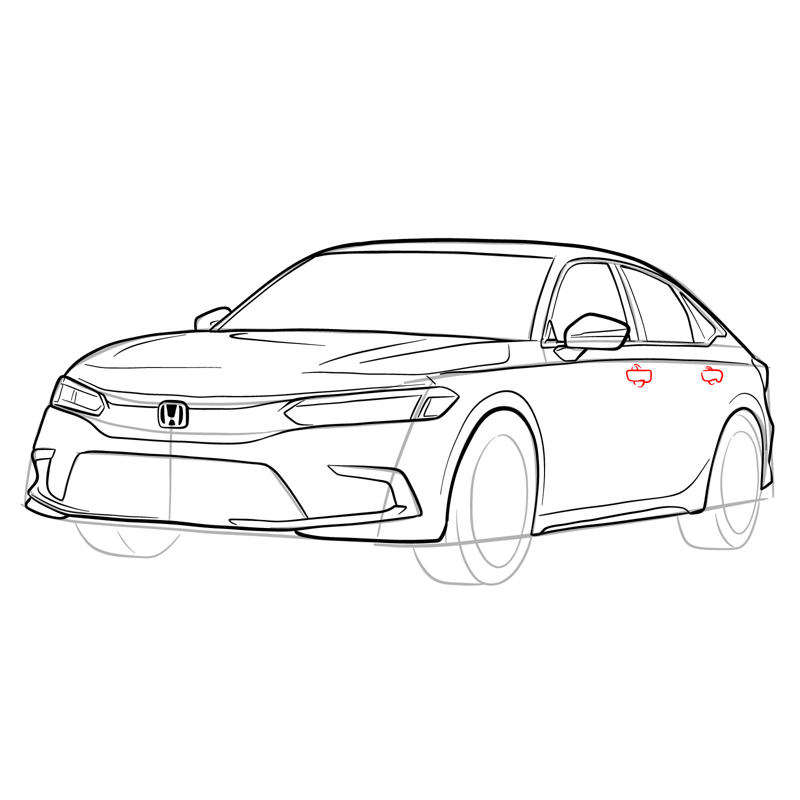 How to draw a 2022 Honda Civic - step 25