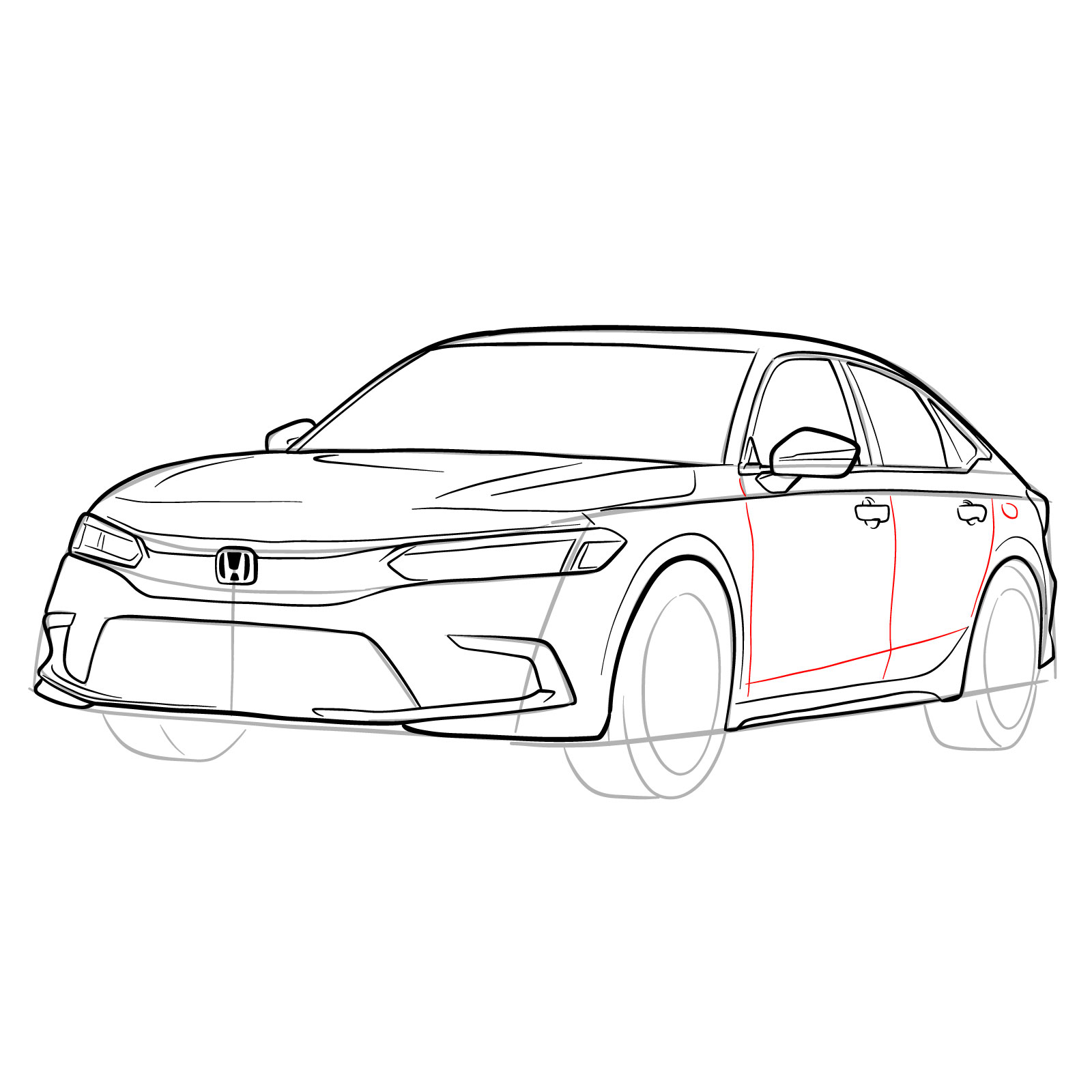How to draw a 2022 Honda Civic - step 26