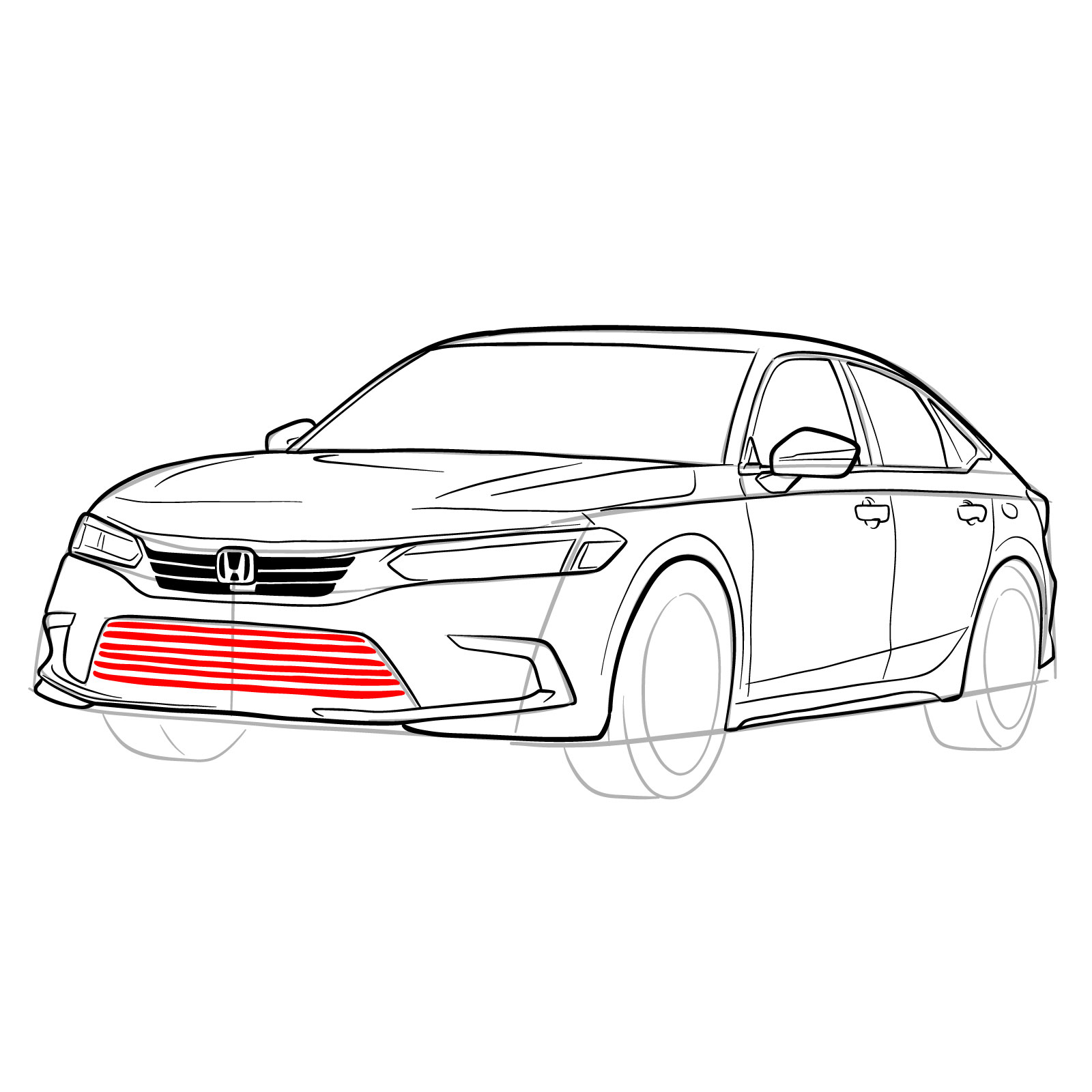 How to draw a 2022 Honda Civic - step 28