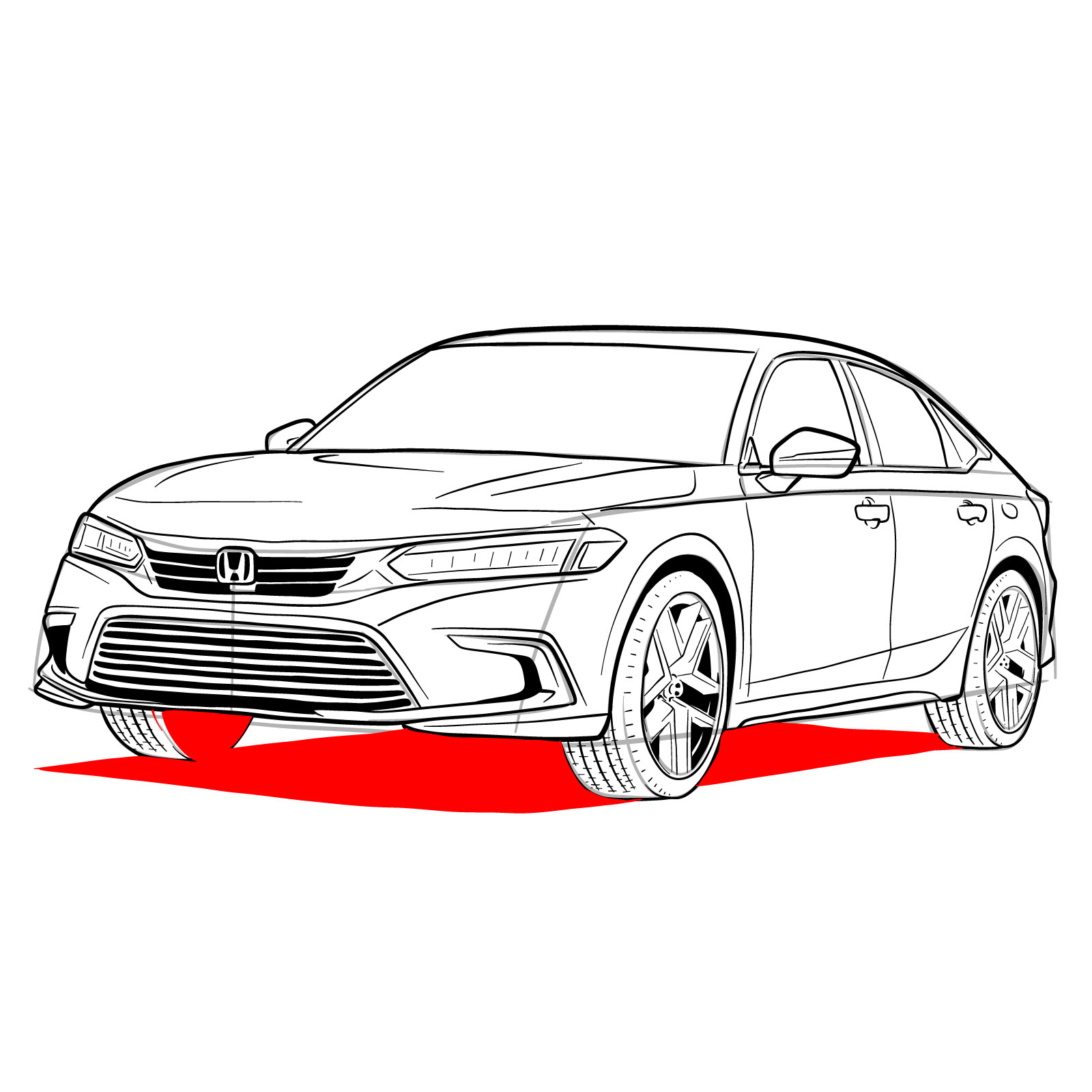 How to draw a 2022 Honda Civic - step 40