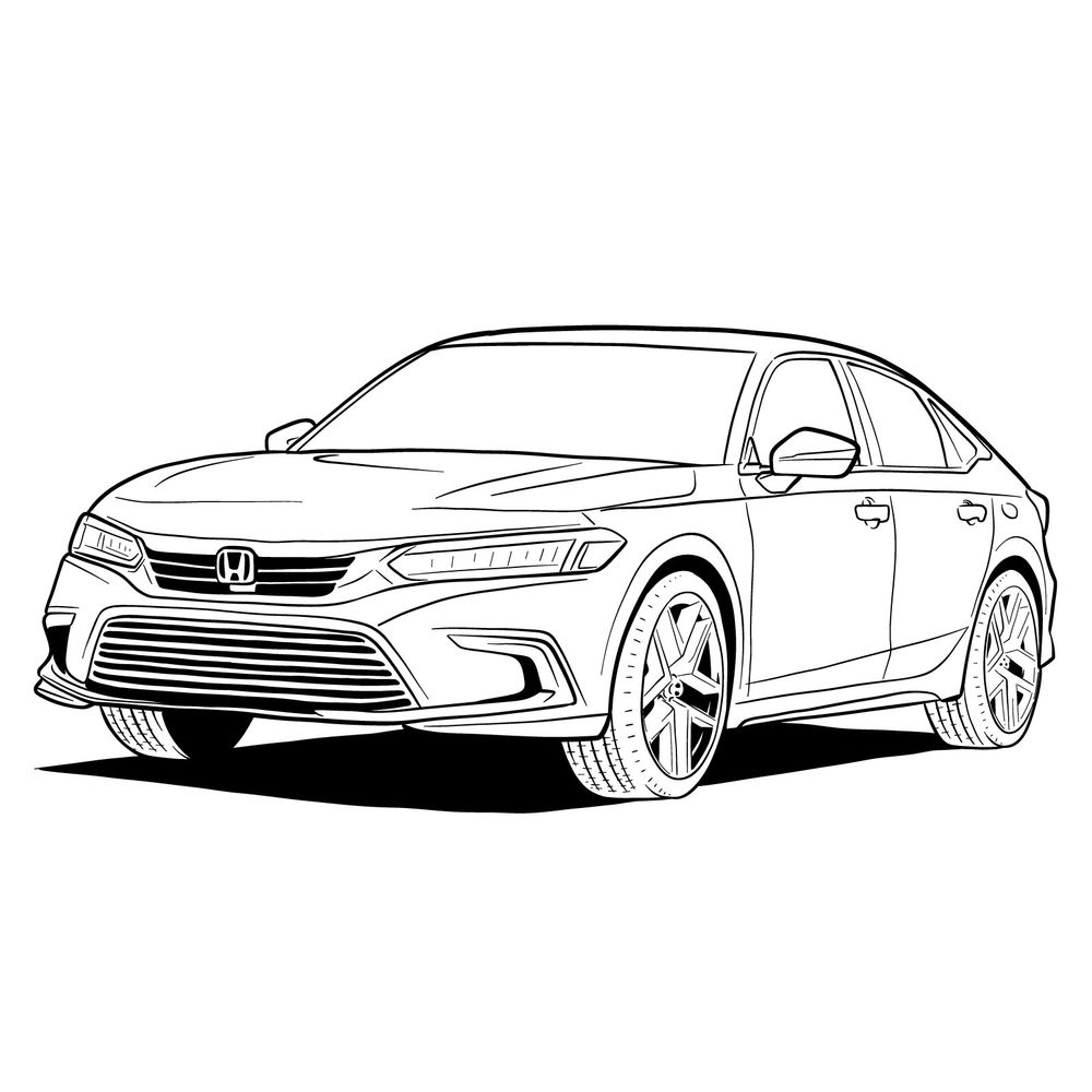 How to draw a Honda Civic Hatchback  Speed Drawing  Honda civic  hatchback Civic hatchback Honda civic