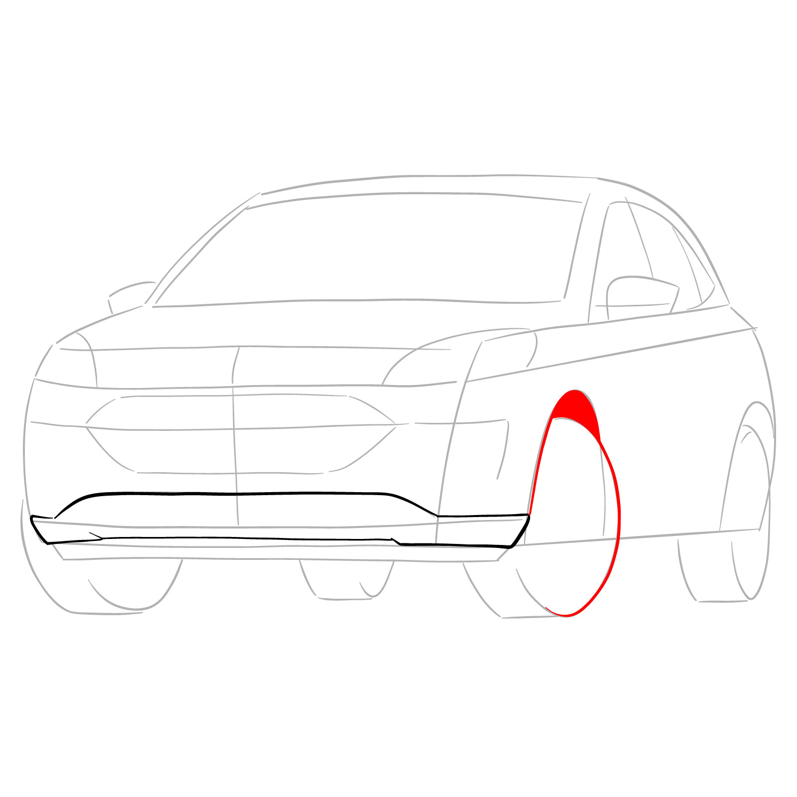 How to draw a 2022 Ford Escape - step 06