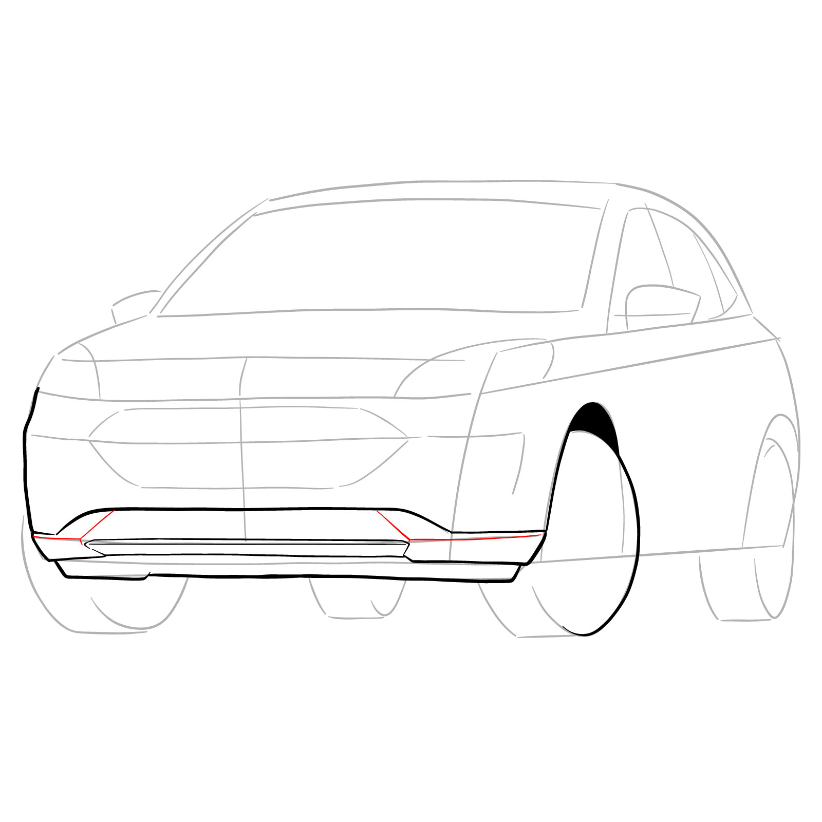 How to draw a 2022 Ford Escape - step 10
