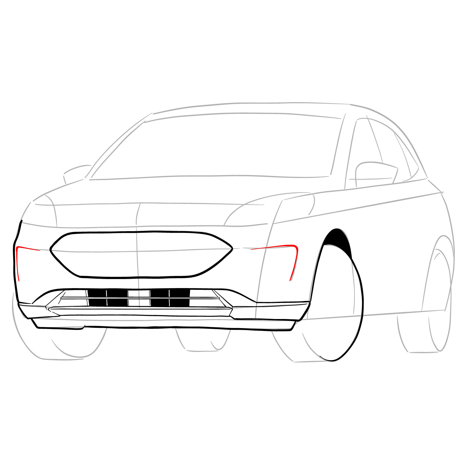 How to draw a 2022 Ford Escape - step 14