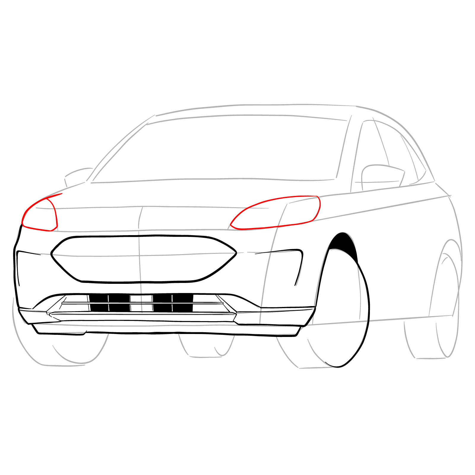 How to draw a 2022 Ford Escape - step 15