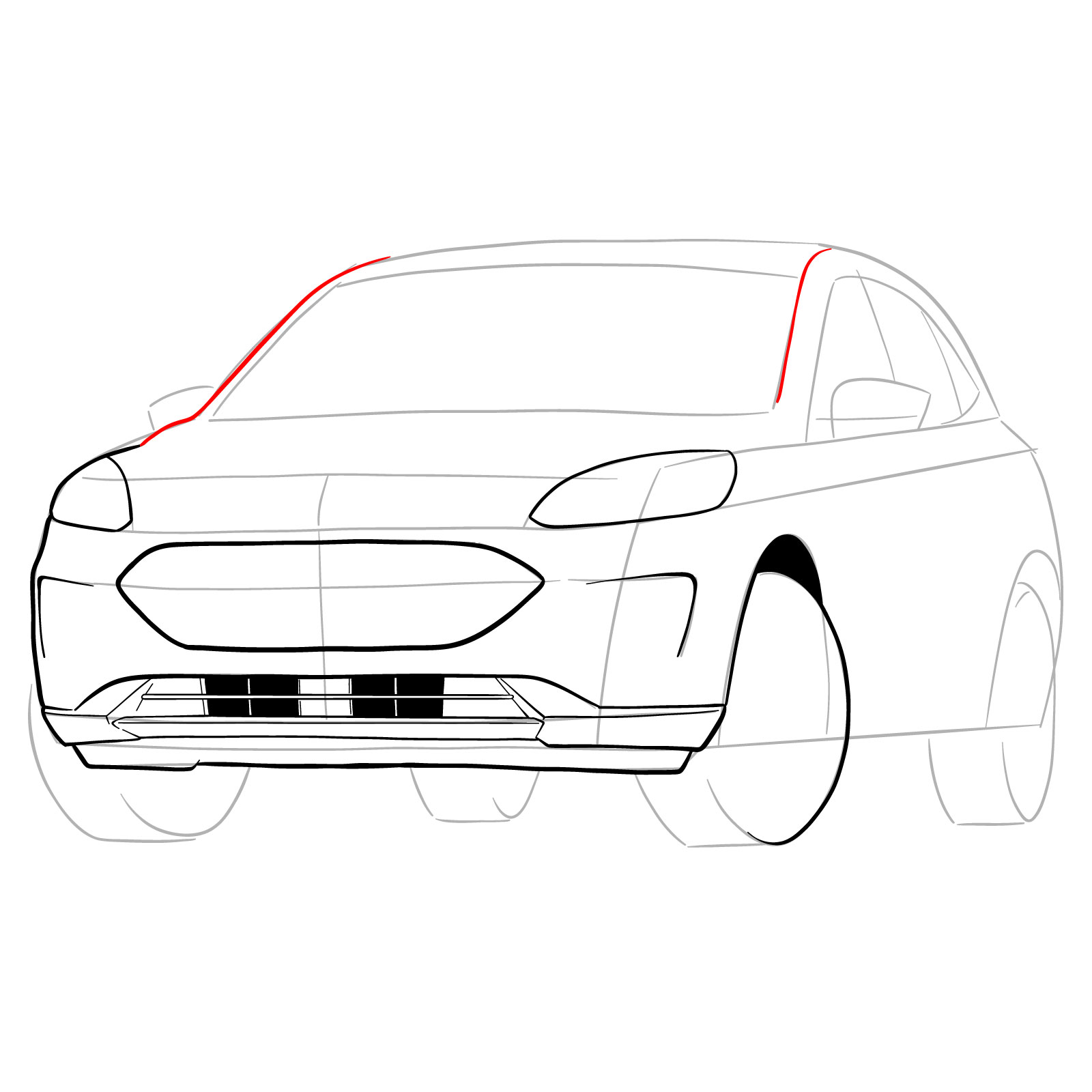 How to draw a 2022 Ford Escape - step 16