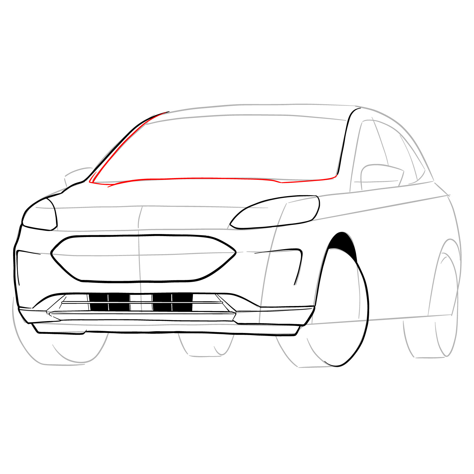How to draw a 2022 Ford Escape - step 17
