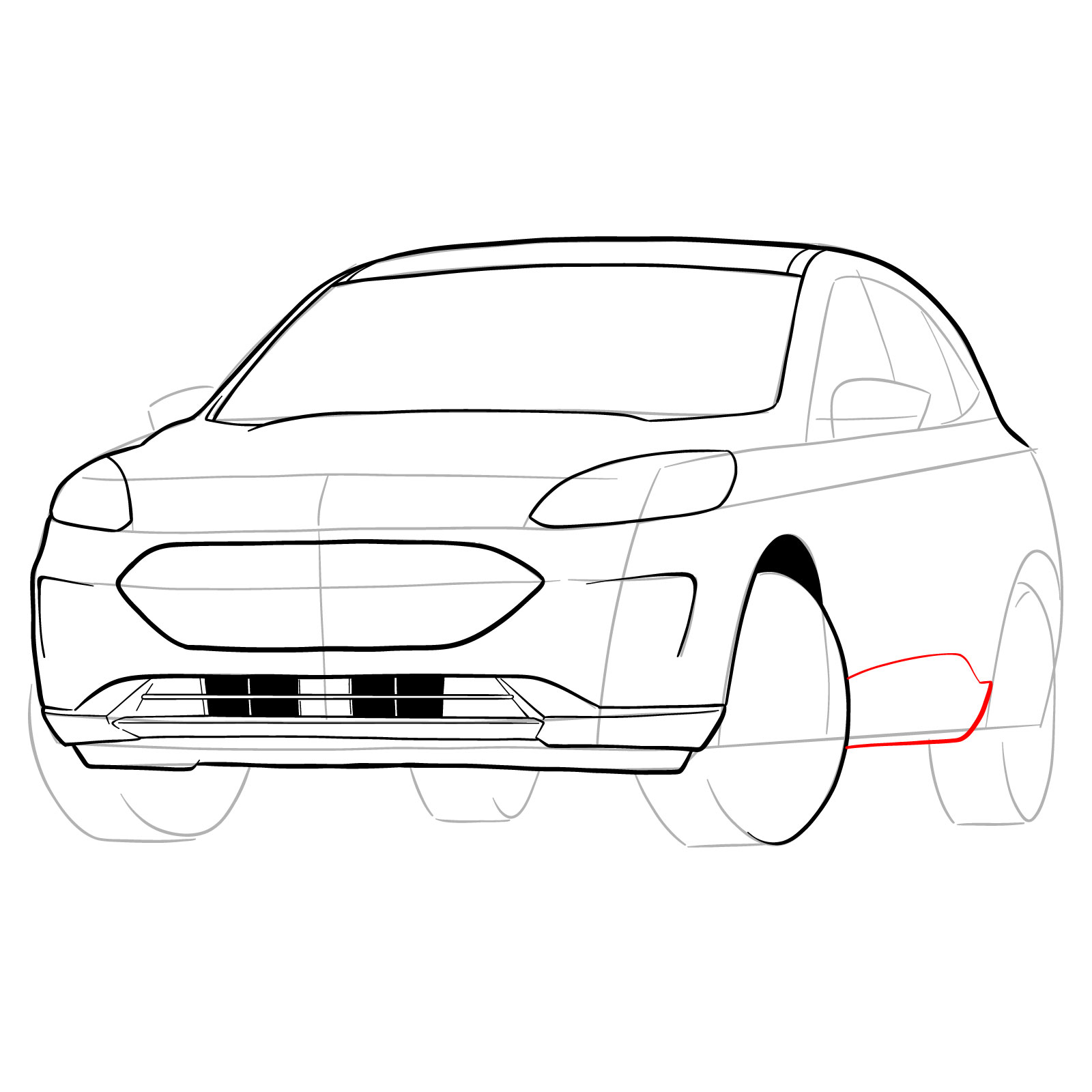 How to draw a 2022 Ford Escape - step 20