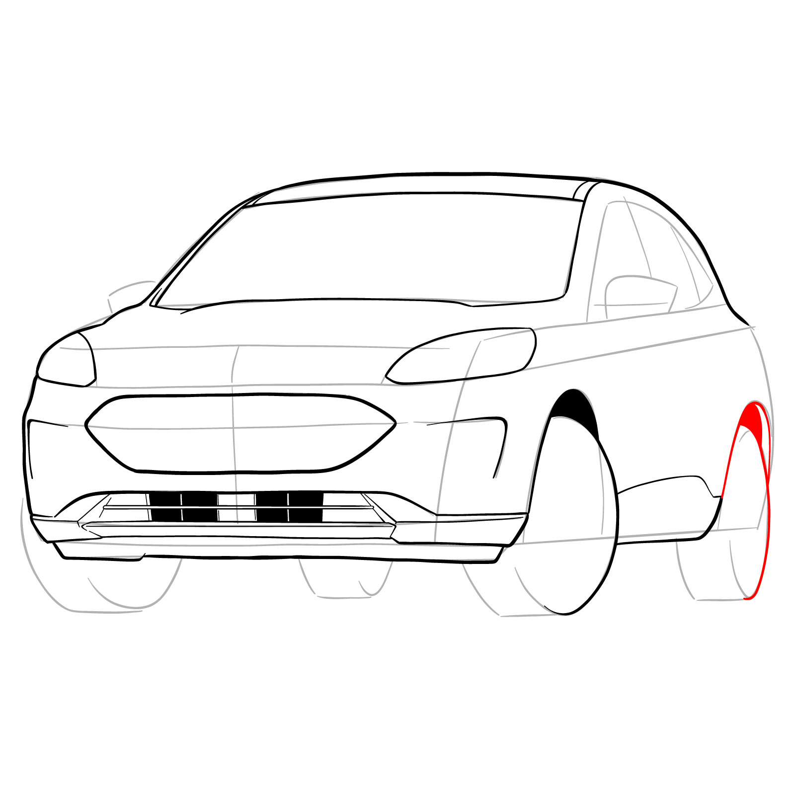 How to draw a 2022 Ford Escape - step 21
