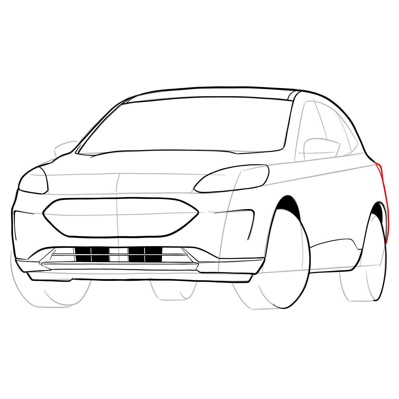 How to draw a 2022 Ford Escape - step 22