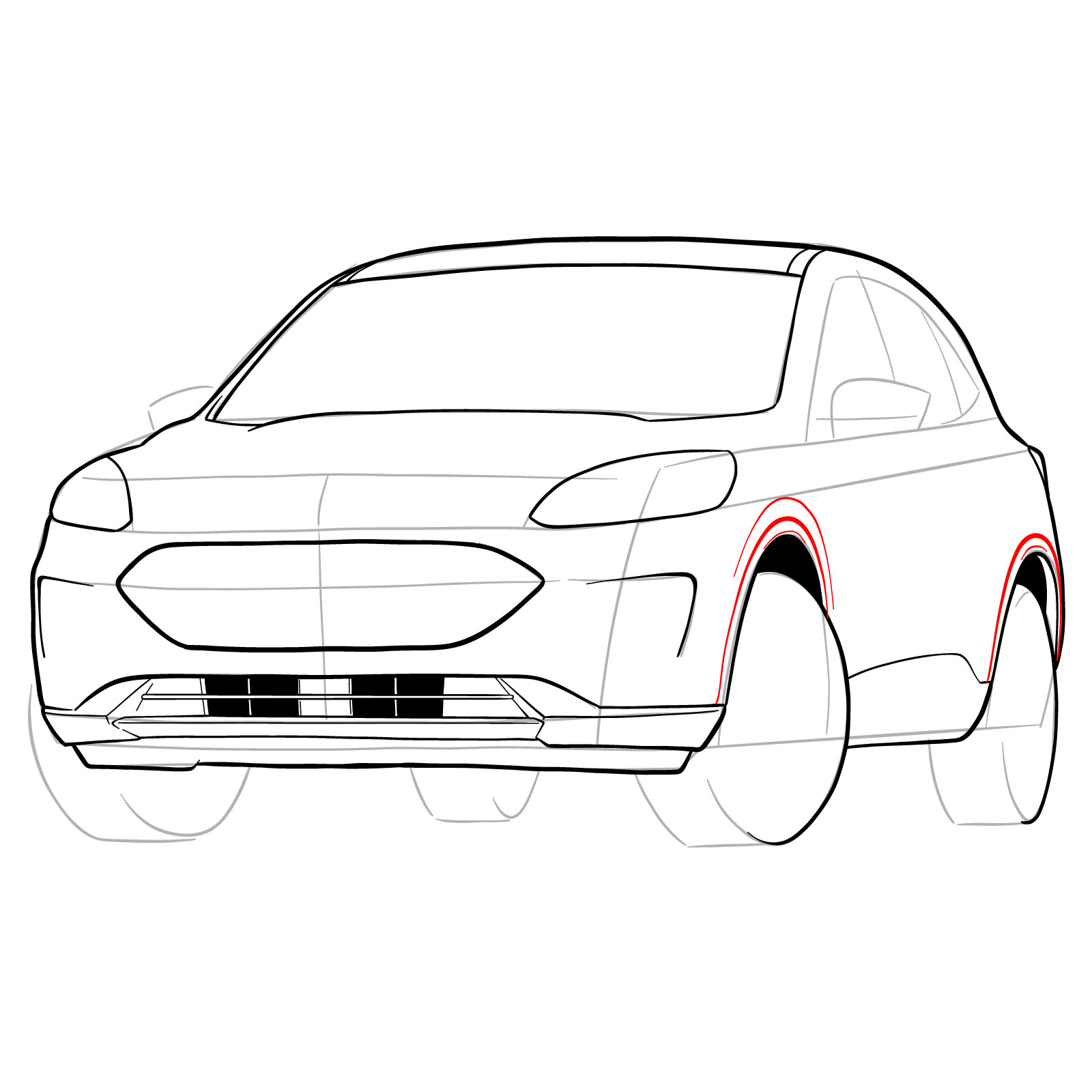 How to draw a 2022 Ford Escape - step 23